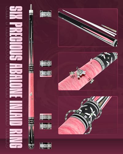 KONLLEN KL-KB Low Deflection Maple Billiards Cue Pool Cue Stick Real Wood Abalone Shell Inlay Wrapless 12.5mm Tip - color: AK-KB-3-set3
