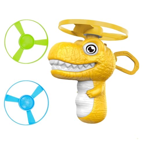 Disc Flying Toy, Fun Dinosaur Design, 11.5x3.5x12cm, Cat Toy Launcher, Cat Fetch and Hunt Toys, Easy to Use, for Yard, Garden, Balcony, Terrace Fun - color: Yellow
