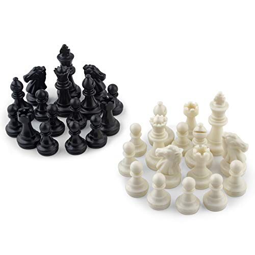 DINOBROS Chess Pieces Only Magnetic Plastic Chessman Set for Replacement of Missing Pieces - Complete Set of 32 Unweighted Game Pawns - style: Chess Pieces