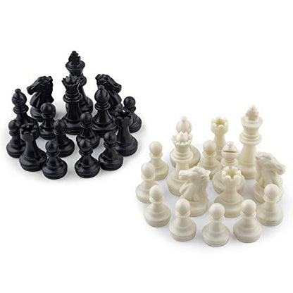 DINOBROS Chess Pieces Only Magnetic Plastic Chessman Set for Replacement of Missing Pieces - Complete Set of 32 Unweighted Game Pawns - style: Chess Pieces