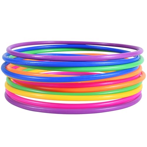 OBTANIM 12 Pcs Plastic 7 Inch Ring Toss Game for Kids and Outdoor Toss Rings for Speed and Agility Practice Game, Random Colors - color: 6 Colors (7 inch 12PCS)