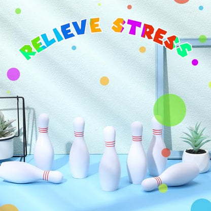 Hsei 24 Pcs PU Bowling Pins Stress Reliever Pin Bowling Set Indoor and Outdoor Game Fun Carnival and Birthday Party for Games Sports Party Favors, 1.77 x 5.2 Inches