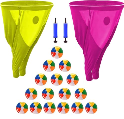 Granny Pants Yard Game Set with Bouncy Balls, Oversized Granny Pants Outdoor Game for Adults and Kids, Family Birthday Christmas Backyard Parties and Field Day & Team Games - color: 2PCS + 16 Balls(Yellow + Red)