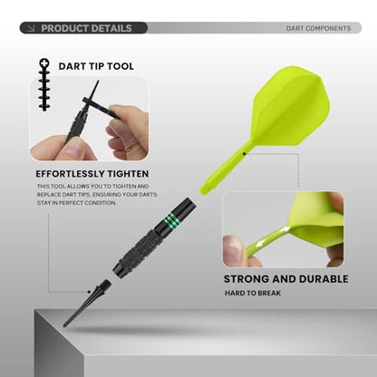 Soft Tip Darts Set 6 Pack – Professional Darts Plastic Tip with Integrated Dart Flights, Extra Dart Stems & Flights Dart Tips Darts Accessories Kit with Dart Case for Electronic Dartboard