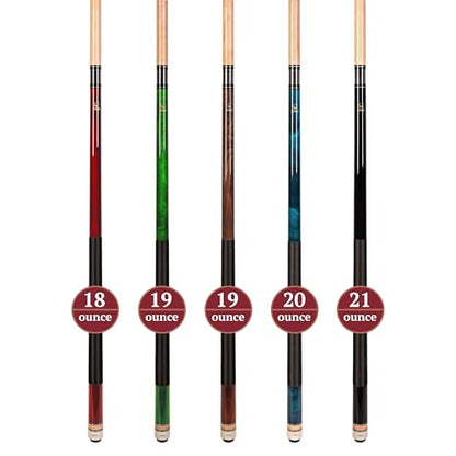 Set of Aska L2 Billiard Pool Cue Sticks, 58" Hard Rock Canadian Maple, 5/16x18 Joint, 13mm Hard Tip, Mixed Weights - style: Set of 5 Sticks