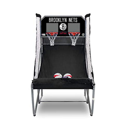 Pop-A-Shot - Home Dual Shot Arcade Basketball Game with NBA Graphics l Sensor Scoring l 16 Game Modes l 7 Balls l Foldable Storage l for All NBA Fans - style: Brooklyn Nets