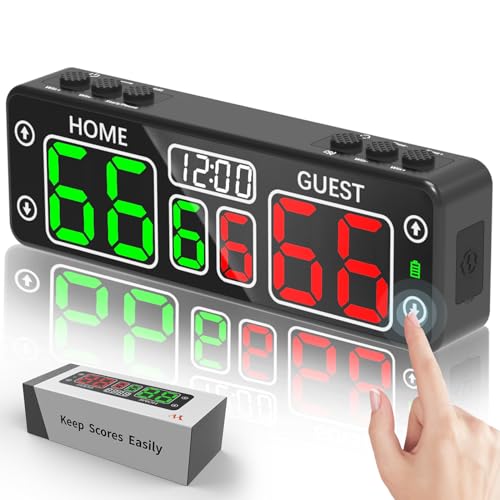 YZ Upgraded Digital Scoreboard with Timer, Mini Magnetic Electronic Scoreboard, LED Portable Scoreboard Basketball, Cornhole Score Keeper for Indoor&Outdoor Games - color: black