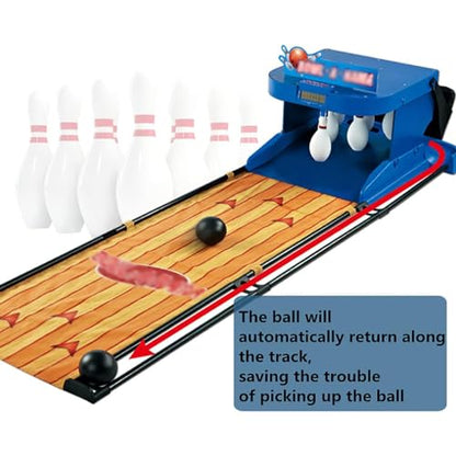 Bowling Set Kids Electronic Bowling Alley Game with Automatic Reset, Lighting, Simulation Sound Effect, Foldable Indoor Family Game Bowling Game for Children and Adults