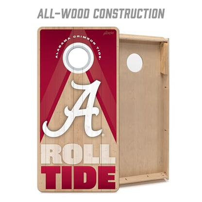 YouTheFan NCAA 2' x 4' Slogan Series Professional Wood Cornhole Game with Logo Bags - color: Alabama Crimson Tide