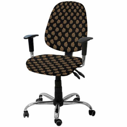 Savannan Office Chair Cover, Pastoral Autumn Pumpkin Plant Protective Stretch Elastic Universal Cover for Desk Task Chair,Computer Rotating Chair 1 Pcs Black Background