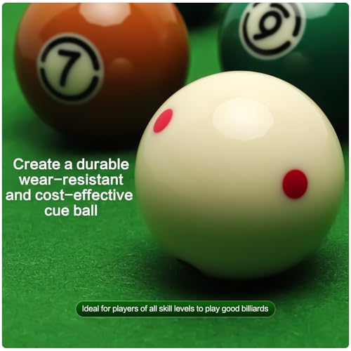 2-1/4" Pro Training Cue Ball, 6 Red Dots Tournament Grade | White high-impact resin billiard cue ball, tournament standard for pool practice and 8-ball training