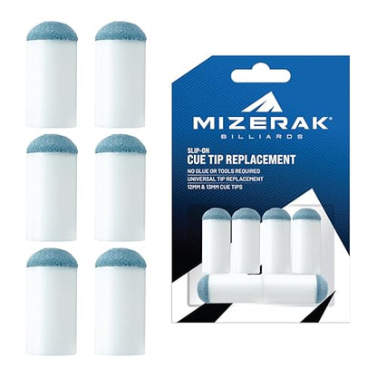 Mizerak Slip-On Cue Tips – 12mm & 13mm Pool Cue Tip Replacements – Universal Fit, No Glue Needed – Instant Fix for Worn Tips