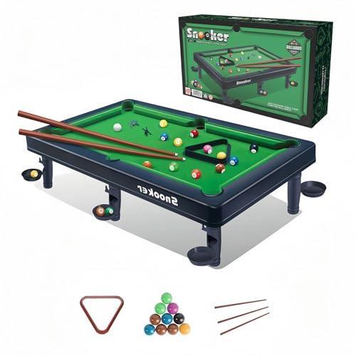 Mini Pool Table Toy – Portable Billiards Game Table for Kids & Adults, Desktop Billiard with Balls & Sticks, Family Game Night Gift for Boys Girls - color: Black & Green