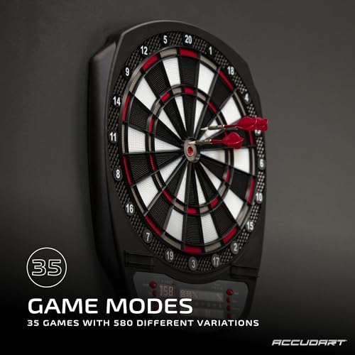 Accudart Meteor Electronic Dartboard – 35 Games, 580 Variations, Virtual Opponent, Dual LED Scoring, Advanced Play Features, Supports Up to 8 Players – Includes 6 Soft‑Tip Darts & Tips