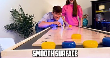 6-Foot Premium Shuffleboard Table w/Folding Legs, Pucks, and Optional LED Lights - Awesome Graphics - Choose Your Model - color: BASKETBALL, size: 6-Foot w/ Base Model