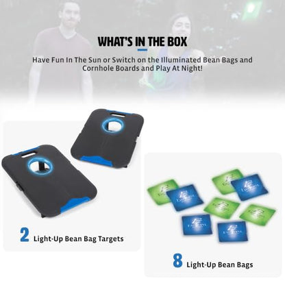 EastPoint Sports Go! Gater Cornhole – Light-Up and Travel Versions – Easy Storage & Light-Weight – Perfect for Outdoor and Indoor Play - style: Light-Up Board - Black/Blue