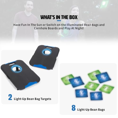 EastPoint Sports Go! Gater Cornhole – Light-Up and Travel Versions – Easy Storage & Light-Weight – Perfect for Outdoor and Indoor Play - style: Light-Up Board - Black/Blue