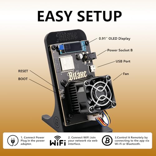 New Smart app Bitaxe Gamma 601 Remote Control, scheduled Power on/Off, Hash Rate Monitoring Mining Pool Configuration, 1.2TH/s ASIC BM1370 Chip Solo Lottery BTC Miner for Home Mining Black - color: Black-APP