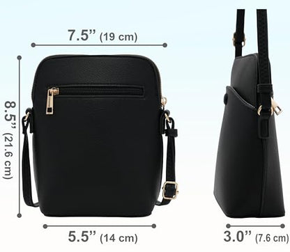 Solene Small Crossbody Bag with Gold Hardware, Mini Shoulder Purse with Adjustable Strap - color: Black