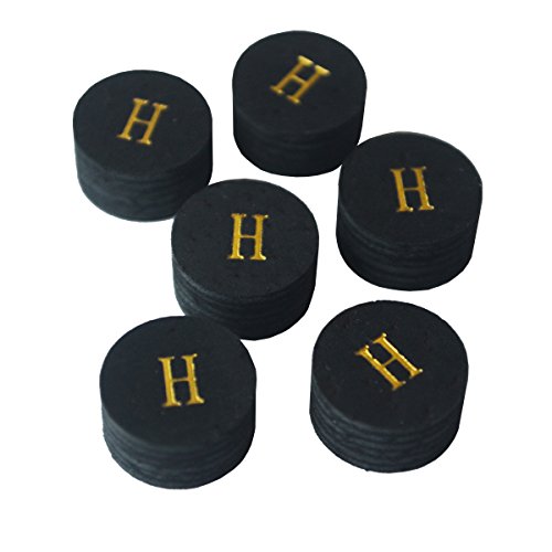 Collapsar 6pcs 14mm Black Multiple Layer Pigskin Pool Cue Tips H M S - color: H