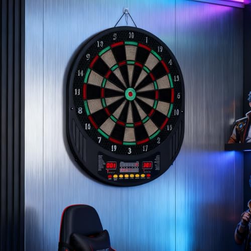 Fdit Electronic Dart Board, Hanging Dartboard Set with Automatic Scoring System for Soft Tip Darts Players Indoor Family Fun