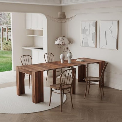 20"-118" Extendable Dining Table for 2-12 People, Modern Modular Extension Table, Space-Saving Extra Long Folding Dining Table, Multifunctional Conference Meeting Table, Walnut - color: Walnut, style: 20" - 118.5" (2-12 People)