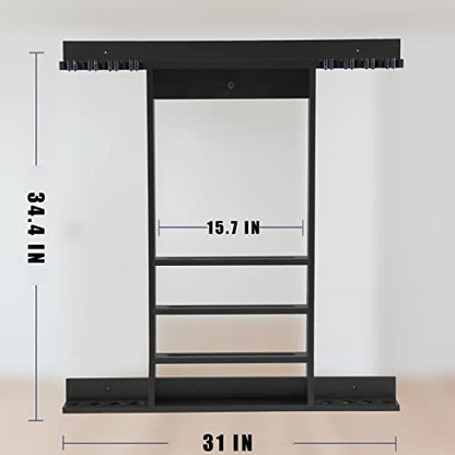 Billmart Pool Stick Holder Wall Mount, 8 Cues Solid Wood Billiard Pool Cue Rack, Pool Table Accessories (Black) - color: 8 Cues Black