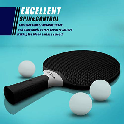 Senston Table Tennis Rackets Set, Professional Table Tennis Racket with 3 Balls, Composite Rubber Ping Pong Paddle Set - color: Black & Net