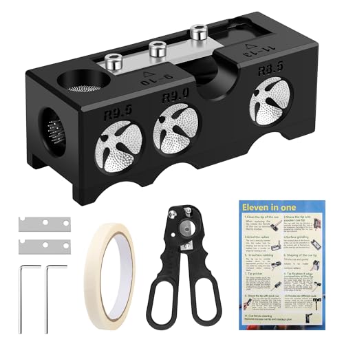 Billiards Pool cue Tips Replacement kit, Professional Pool Cue Tip Repair Kit, Portable Cue Stick Tool for Shaping and Replacing Tips, Complete Billiards Accessories