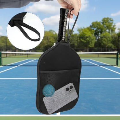 Pickleball Paddle Cover, Universal Size Neoprene Pickleball Paddle Case with Zipper and Mesh Pocket, Storage Bag Fits Most Standard Pickleball Racquets, 8.26 x 11.8 Inch