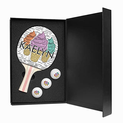 Infusion Ping Pong Paddle and Balls Boxed Gift Set - color: Ice Cream Cone
