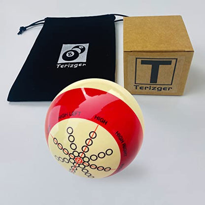 Billiards Pool Cue Ball, 2-1/4"/57.2mm Phenolic Resin Practice Training Aid with Precision Target Markings, Dual-Sided 8-Ball Spin & Angle Training for Beginners & Advanced Players