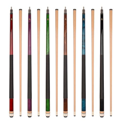 Set of Aska L2 Billiard Pool Cue Sticks, 58" Hard Rock Canadian Maple, 5/16x18 Joint, 13mm Hard Tip, Mixed Weights - style: Set of 6 Sticks