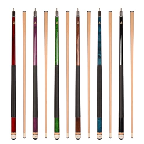 Set of Aska L2 Billiard Pool Cue Sticks, 58" Hard Rock Canadian Maple, 5/16x18 Joint, 13mm Hard Tip, Mixed Weights - style: Set of 6 Sticks