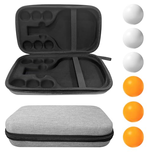 Table Tennis Paddle Case with 6 Table Tennis, Case Fits for 2 Paddles and 6 Balls, Cyber Shape Hard Cover Large Capacity Container Bag, Waterproof and shockproof