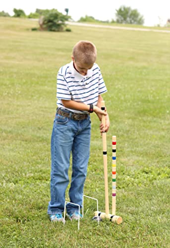 Deluxe Croquet Game Set - 6 Player - with Wooden Stand (Three 28" Handles/Three 32" Handles)
