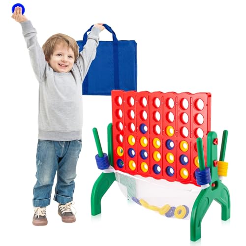 1.9 Feet Giant 4 in A Row Game, Jumbo 4-to-Score Connect Game Set for Kids & Adults Outdoor Yard, Lawn & Indoor Floor Play, Family Game Night & Party Board Games, Grand Birthday Easter Gifts