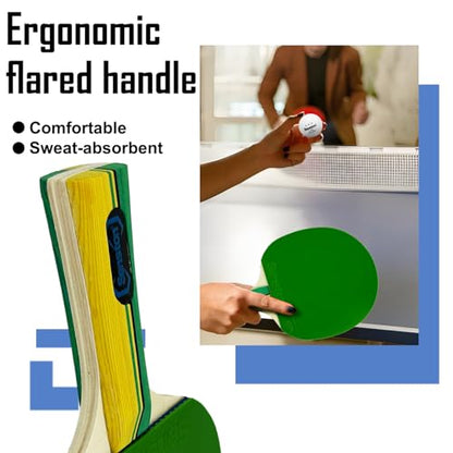 Senston Ping Pong Paddles Family Entertainment Set for Entertainment or Competition - Ping Pong Paddle Set - color: Green