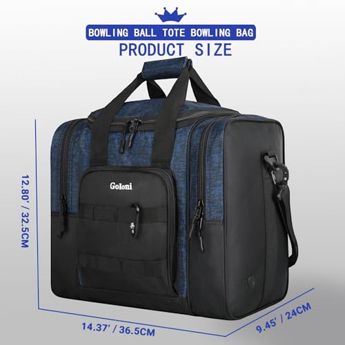 Goloni 1 Ball Bowling Bag for Men, Durable Bowling Tote with Padded Holder & Ventilated Shoe Compartment (Fits Size 14) - color: Blue