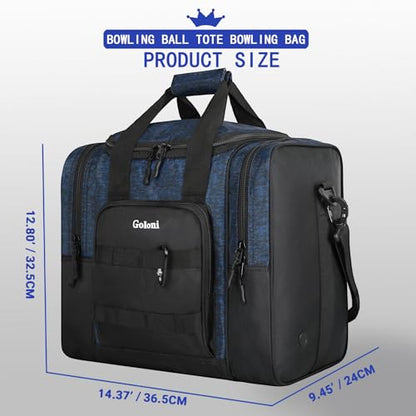 Goloni 1 Ball Bowling Bag for Men, Durable Bowling Tote with Padded Holder & Ventilated Shoe Compartment (Fits Size 14) - color: Blue