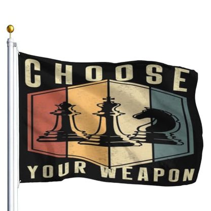 Choose Your Weapon Retros Chess Master Pieces Game Club Humor Flag For 3x5 - color: white1