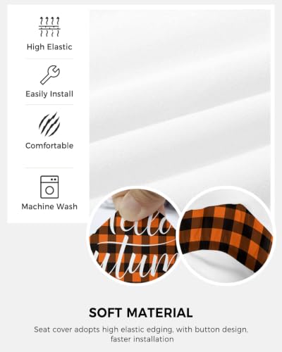 Savannan Office Chair Cover, Hello Autumn Orange Buffalo Plaid Protective Stretch Elastic Universal Cover for Desk Task Chair,Computer Rotating Chair 1 Pcs Black Gingham Check