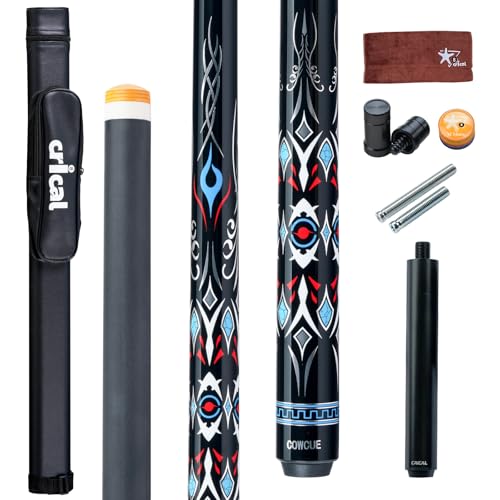 CRICAL COWCUE 58-Inch Carbon Fiber Pool Cue, Low Deflection, 12.5mm Tip | Adjustable pool cue with 3/8x8 joint for stable control, regular billiards practice and pool hall play. - color: CW-01 Set