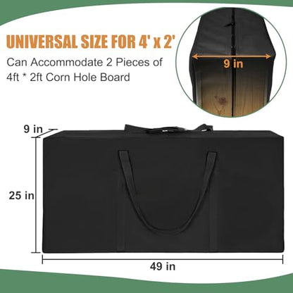 Cornhole Carrying Case for 4'x2' Regulation Boards – Heavy-Duty Cornhole Boards Bag with Padded Shoulder Strap & Industrial Zippers,Waterproof Tote for Outdoor Tailgate & Backyard Games
