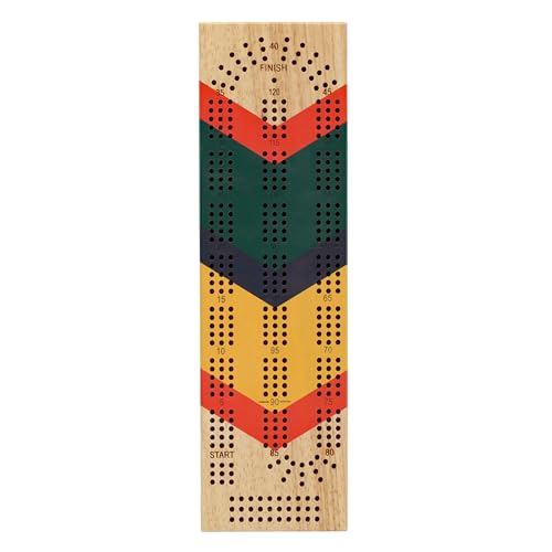 Pacific Shore Games Canoe Cribbage Board Game Set, Cheveron Nautical Print, Continuous 3 Track Travel Cribbage Boards Unique, Wooden Board Games for Adults, 9 Metal Cribbage Pegs, 12 Inches - style: Chevron