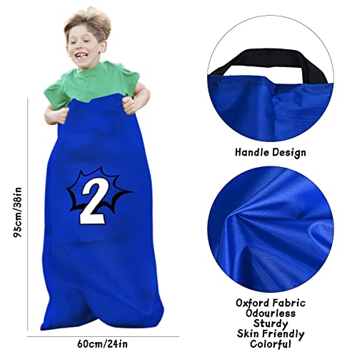 GOLDGE 28 Piece Outdoor Games Kit for Kids - Includes Big Potato Sack Race Bags, Bean Bag Toss, 3 Legged Race Bands, Egg Spoon Relay, for Easter, Christmas & Birthday Parties in The Yard & Lawn - size: 38x24"