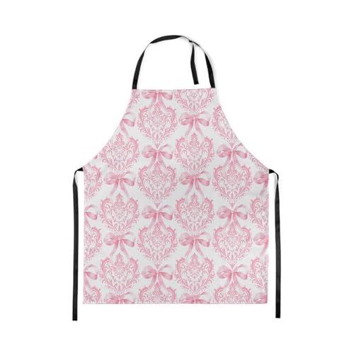 Manfei Blue Bowknot Kids Kitchen Apron - color: Pink White