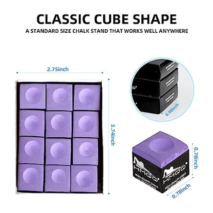 HMQQ Pool Cue Chalk – 12 Pack Billiard Chalk, Low Dust & Anti-Slip Cue Chalk for Smooth, Accurate Shots – 6 Colors Available for Pool Lovers, Home Tables & Clubs - color: Purple