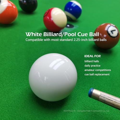 2-Pack White Billiard/Pool Cue Balls for Billiard Table Accessory Replacement Training, 2-1/4" Regulation Size 6 oz with Three Finger Billiard Gloves and 6 Pool Table Marker Spots/Dots