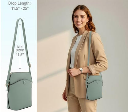 Solene Small Crossbody Bag with Gold Hardware, Mini Shoulder Purse with Adjustable Strap - color: Mint